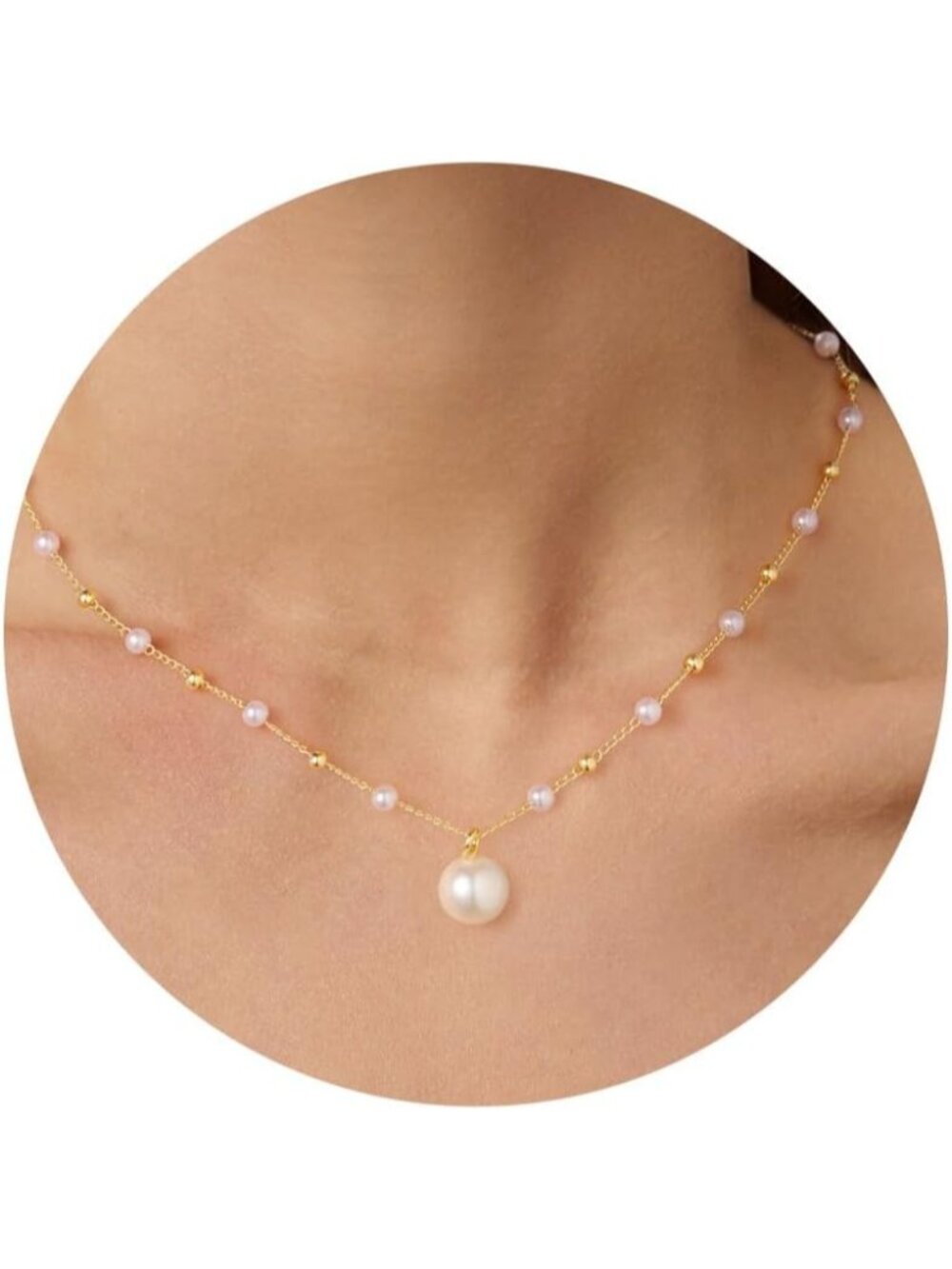 Women's Pearl Pendant Gold Plated 14 Dainty Choker Pendant Elegant Necklace